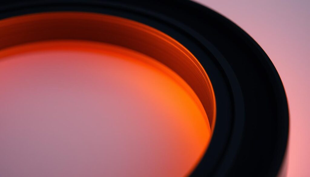 A close-up shot of a precision-engineered rubber gasket or seal, its intricate profile illuminated by warm, directional lighting. The surface texture is finely detailed, showcasing the material's flexibility and durability. The gasket is positioned prominently in the frame, surrounded by a clean, minimal background that emphasizes its functional importance. The lighting creates subtle shadows and highlights, conveying the gasket's sturdy construction and ability to create a tight, reliable seal. The overall mood is one of technical excellence and the importance of proper installation for optimal performance.