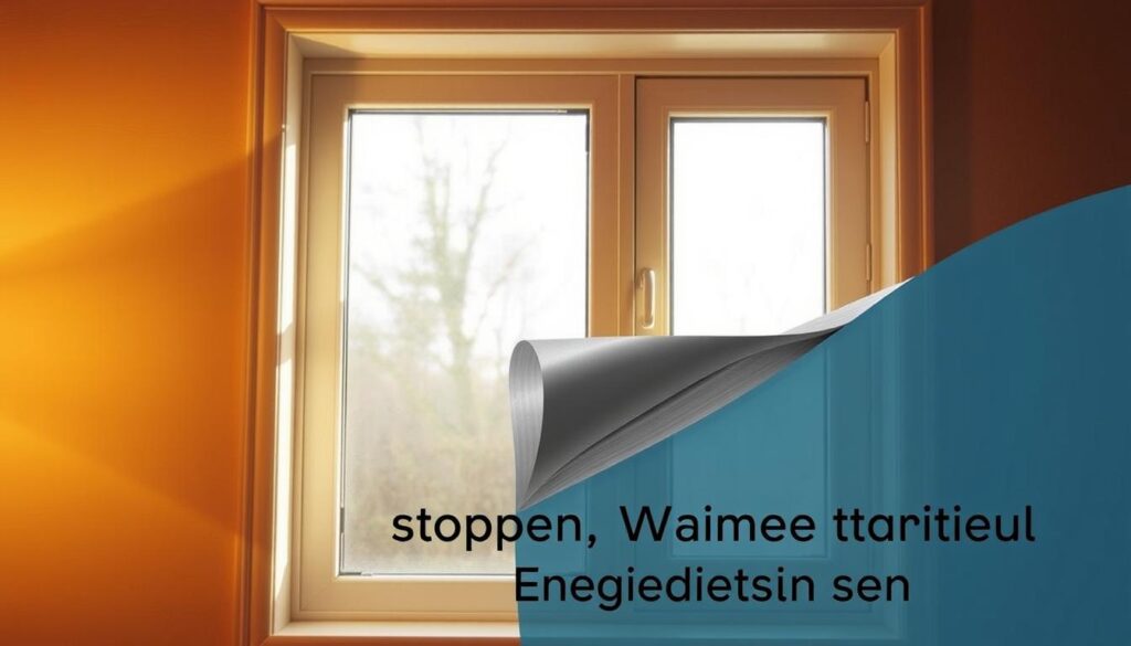 A cozy, well-lit interior scene showcasing a window with an energy-efficient self-adhesive weatherstripping installed. The window is set against a warm, neutral-toned wall, casting soft, diffused lighting into the room. The weatherstripping is prominently featured, highlighting its ability to create a tight seal and prevent drafts. The overall atmosphere conveys a sense of comfort, efficiency, and cost-savings, reflecting the section title "Zugluft stoppen, Wärme halten, Energiekosten senken". The image provides a clear visual representation of the topic, without any distracting text or overlays.