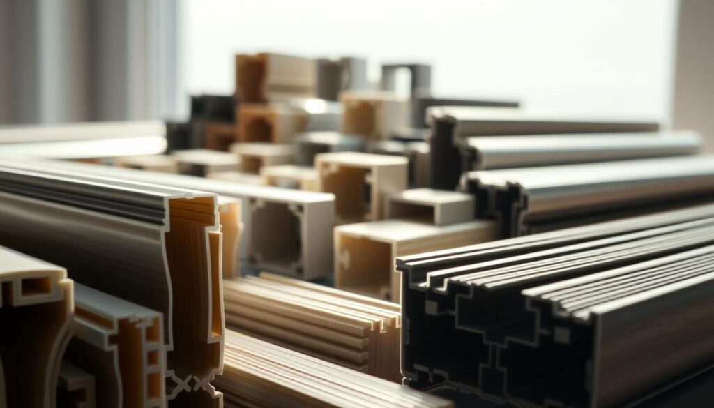 A meticulously crafted display of window seals, showcasing their diverse forms and functions. In the foreground, a series of intricately detailed seals, their intricate grooves and ridges capturing the light, creating a sense of depth and texture. The middle ground features a selection of different seal types, each with its own unique profile and material, arranged in a visually striking manner. The background blurs into a softly lit, neutral setting, allowing the seals to take center stage. The lighting is carefully considered, casting subtle shadows and highlights that accentuate the seals' intricate design. The overall composition conveys a sense of technical precision and a deep understanding of the importance of these essential components in window construction.