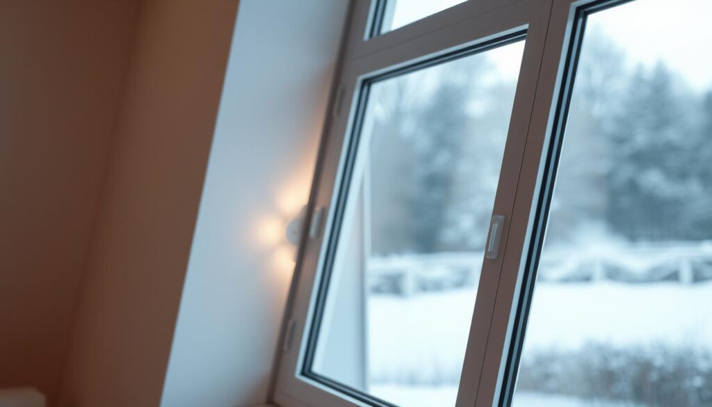 A sleek, modern Schallschutzfenster (sound-insulating window) takes center stage, its clean lines and precise engineering showcasing its ability to provide exceptional noise reduction. Soft, diffused lighting illuminates the window's surface, highlighting the high-quality materials and advanced soundproofing technology. In the background, a serene, peaceful interior scene hints at the enhanced living experience this window can deliver, with its ability to block out external noise and maintain a tranquil, energy-efficient environment. The window's seamless integration into the room's design underscores its role in creating a comfortable, harmonious living space.