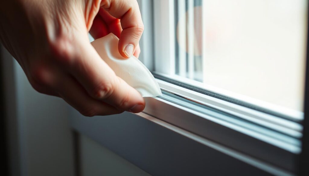 Selbstklebende Fensterdichtungen anbringen